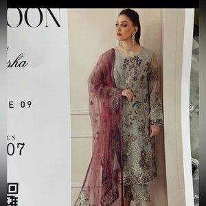 Embroidered Mint Floral pakistani 3 piece dress